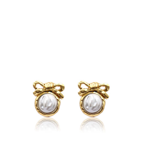 Elegant Ivory Bow Stud Earrings