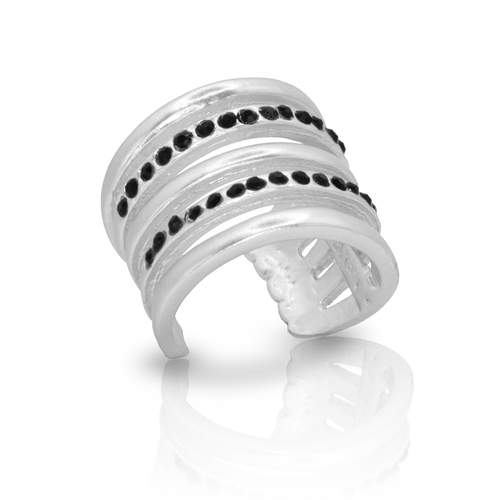 Black CZ Multi-Strand Ring