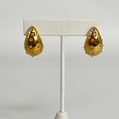 Raindrop CZ Pearl Earring