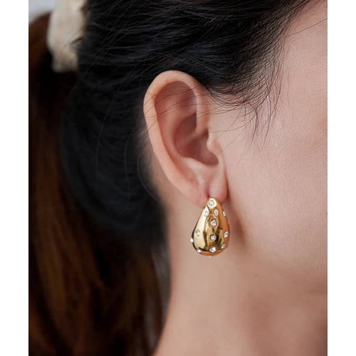Raindrop CZ Pearl Earring