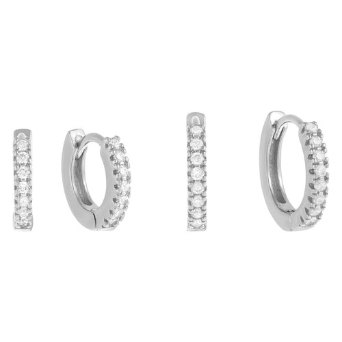 CZ Mini Huggie Earring Combo Set