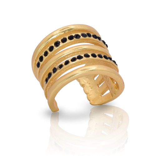 Black CZ Multi-Strand Ring