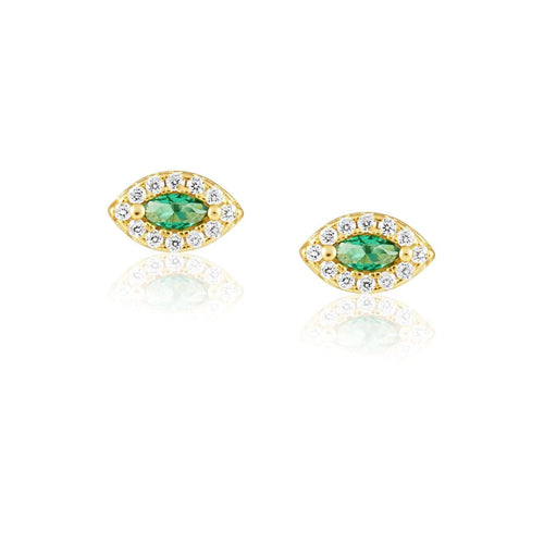 Alma Emerald Evil Eye Studs - Racquesh