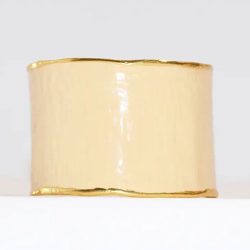 Beige Enamel Cuff Bracelet - Racquesh