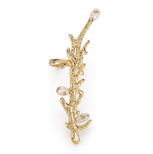 Coral Gold Ear Climber Earring - Racquesh