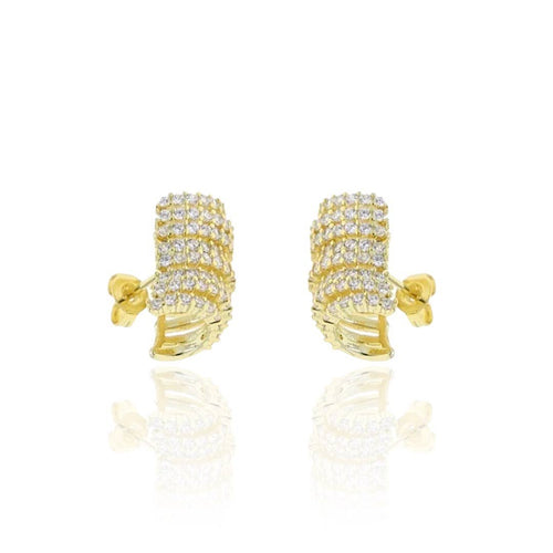 CZ Diamond Multi Row Huggies Earrings - Racquesh