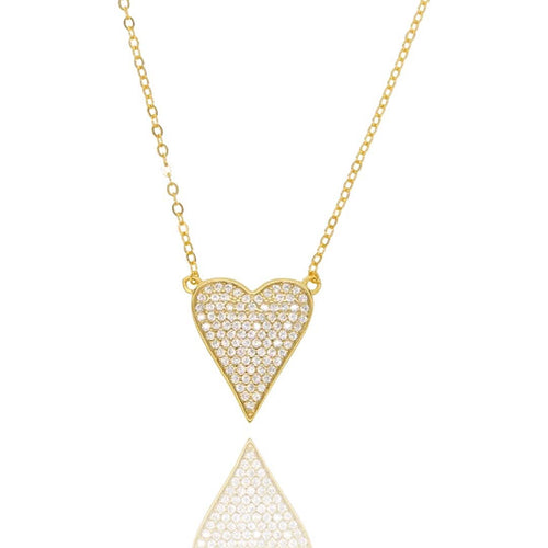 CZ Diamond Pave Heart Necklace - Racquesh