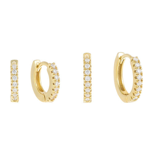 CZ Mini Huggie Earring Combo Set - Racquesh