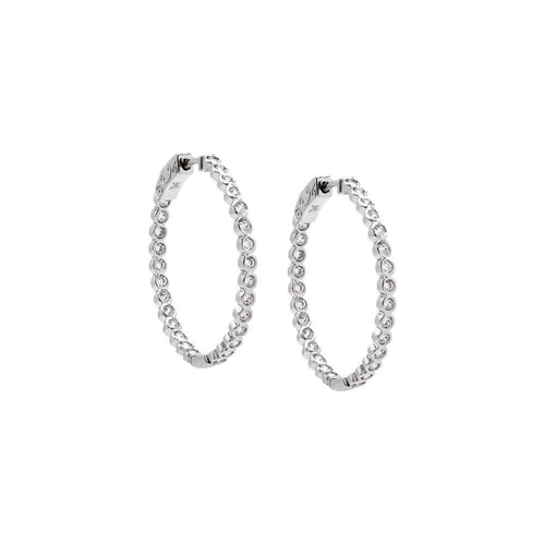 Thin CZ Bezel Hoop Earring