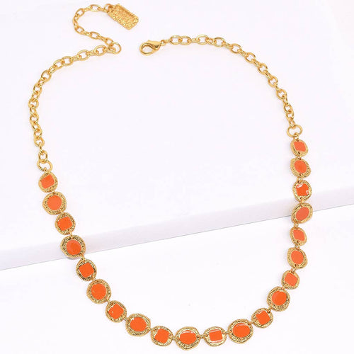 Etched coin layering necklace (Gold Coral) - Racquesh