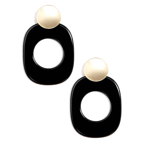 Gold And Oval Resin Drop Earring Jewelry - Racquesh