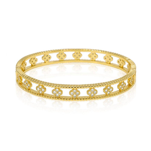 Gracie CZ Clover Bangle - Racquesh