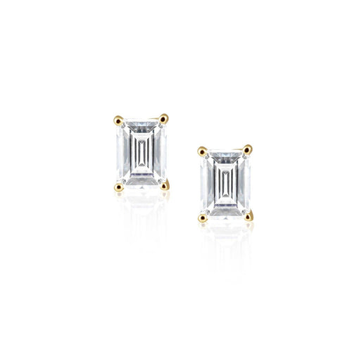 Katie Emerald Cut Studs - Racquesh