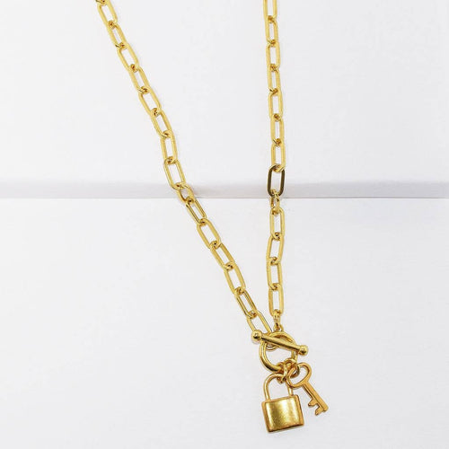 Key and Lock Charm Necklace - Racquesh