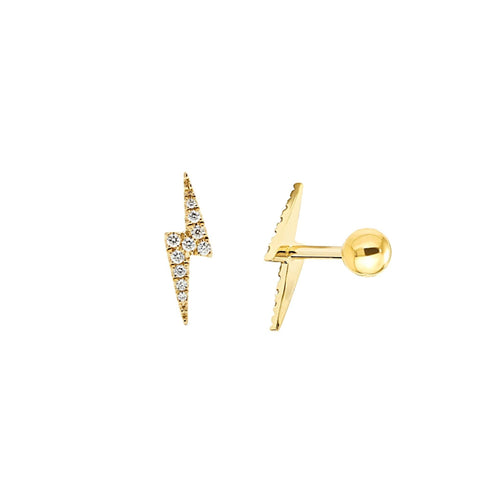 Lighting Bolt Screw Flat Back Earrings - Racquesh