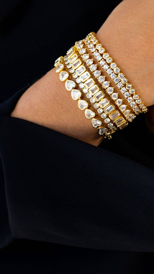 Melinda Tennis Bracelet: Gold / 8" - Racquesh