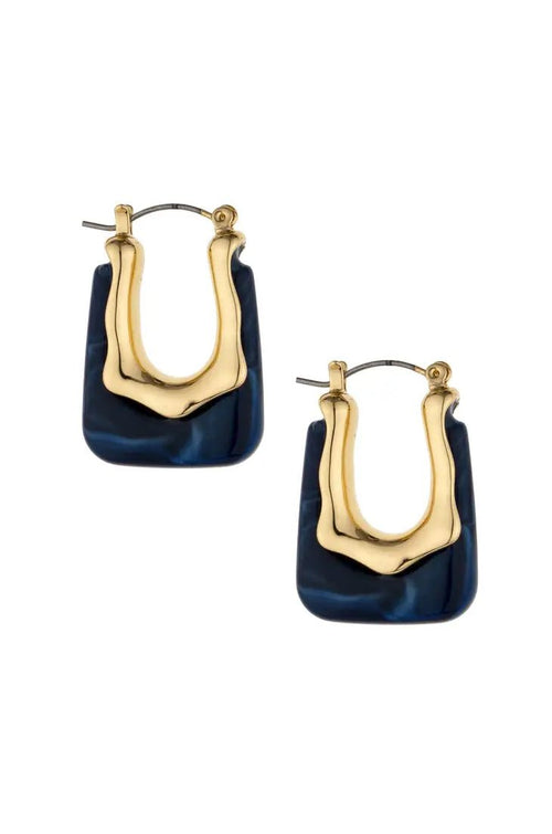 Mod Square Resin 18k Gold Plated Hoop Earrings - Racquesh