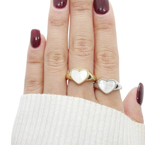 Mother of Pearl Heart Ring - Racquesh