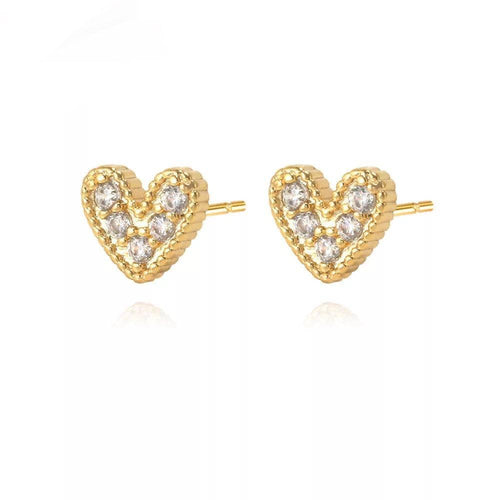 Nia Pave Heart Studs - Racquesh