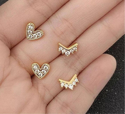 Nia Pave Heart Studs - Racquesh