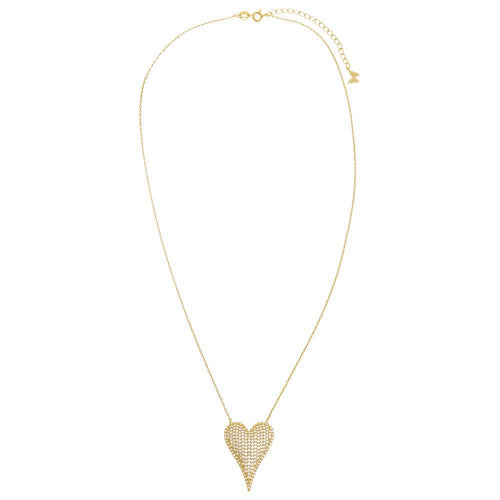 Pave Elongated Puffy Hearty Pendant Necklace - Racquesh