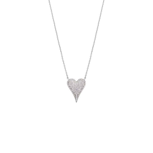 Pave Elongated Puffy Hearty Pendant Necklace - Racquesh