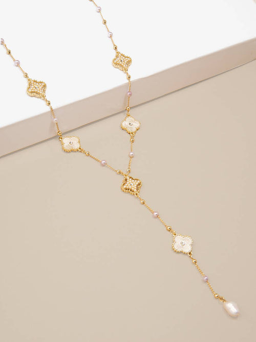 Quatrefoil Charm Lariat Necklace - Racquesh