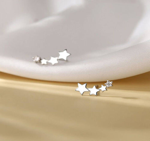 Silver Star Climber Earrings - Racquesh