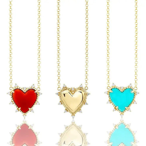 Small Enamel Heart Necklace - Racquesh