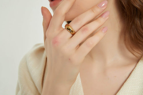 Starburst Gold Dome Ring - Racquesh