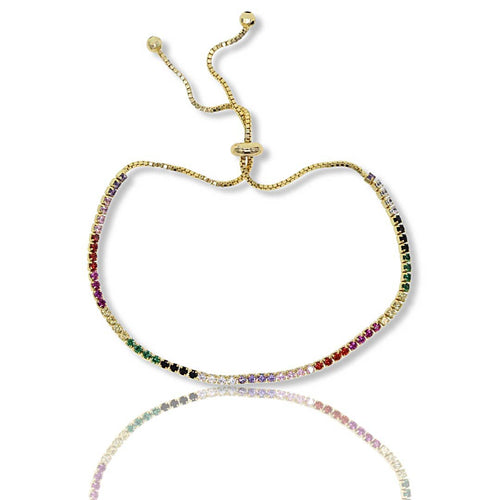 Thin CZ Rainbow Tennis Bracelet - Racquesh