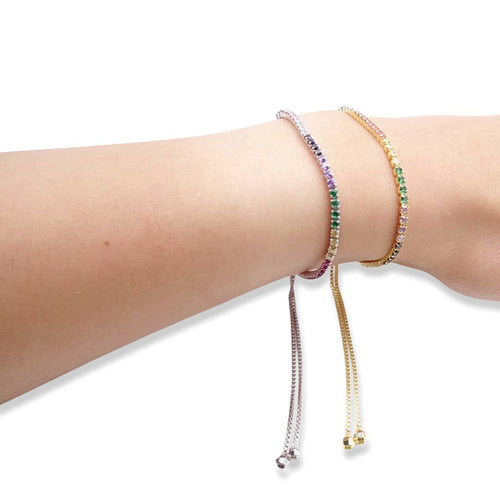 Thin CZ Rainbow Tennis Bracelet - Racquesh