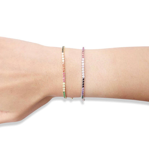 Thin CZ Rainbow Tennis Bracelet - Racquesh