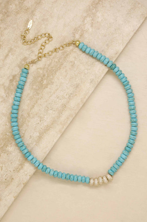 Tulum Turquoise Beaded 18k Gold Plated Necklace - Racquesh