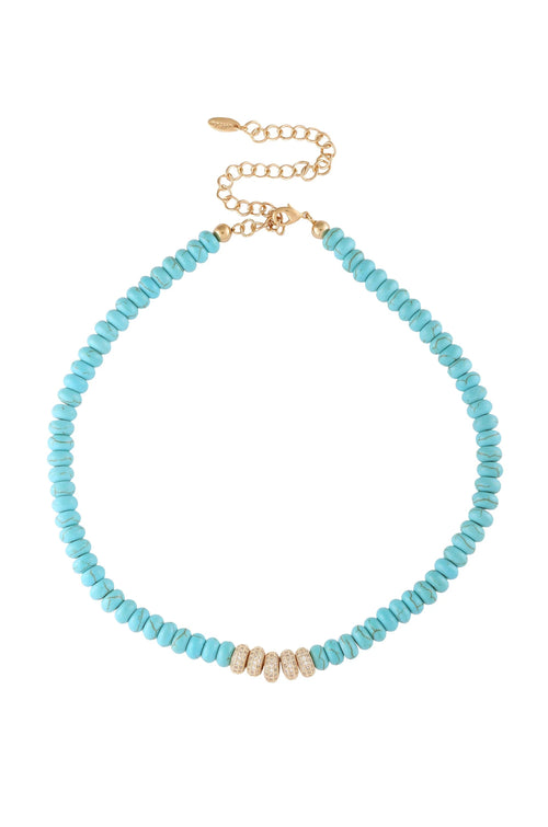 Tulum Turquoise Beaded 18k Gold Plated Necklace - Racquesh