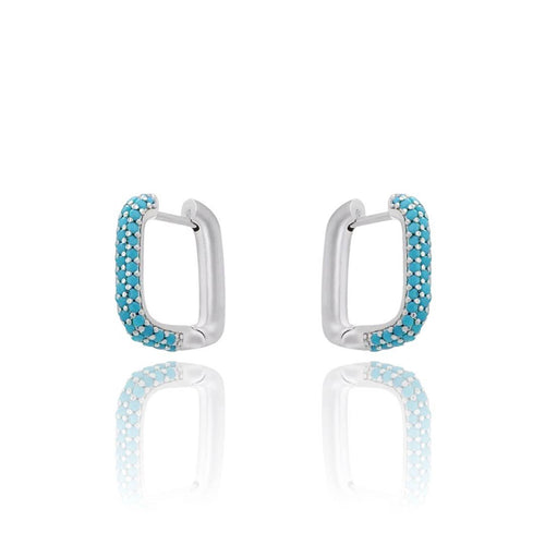 Turquoise Rectangle Hoop Earrings - Racquesh