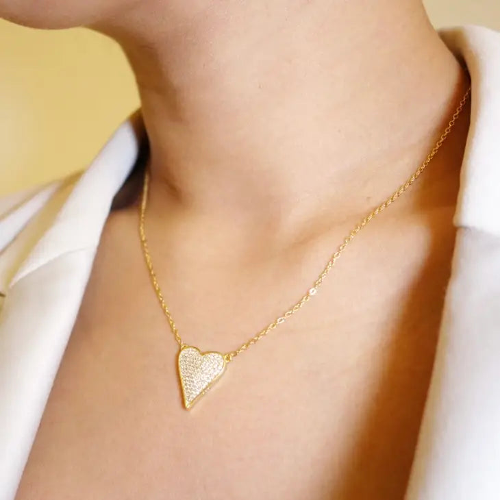 CZ Diamond Pave Heart Necklace
